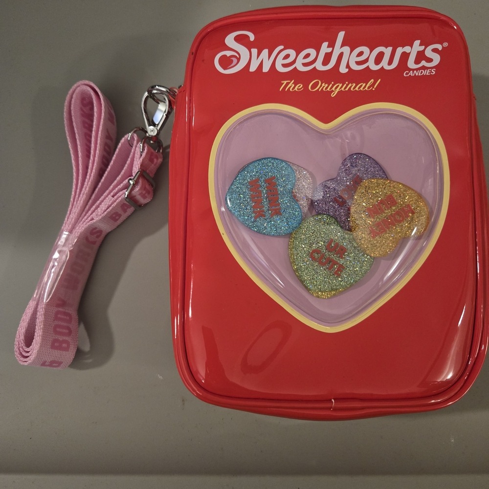 Bath & Body Works Red Sweethearts Heart Crossbody Bag with Pink Strap